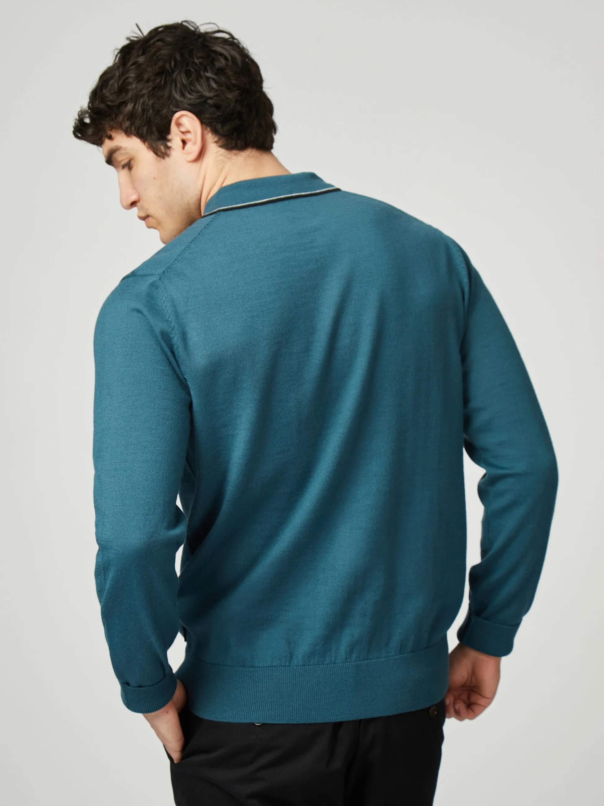 Tipped Merino Polo - Lake Blue sold by Ben Sherman product image thumbnail 3