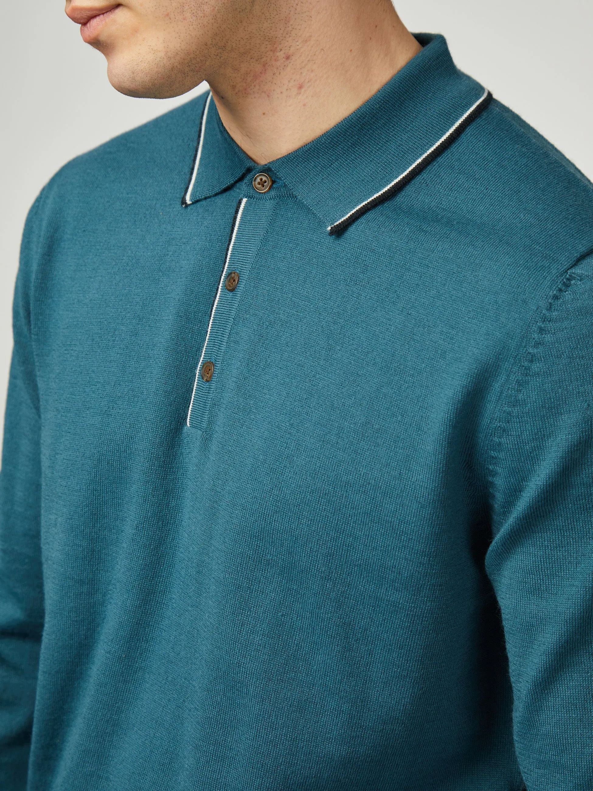 Tipped Merino Polo - Lake Blue sold by Ben Sherman product image thumbnail 4