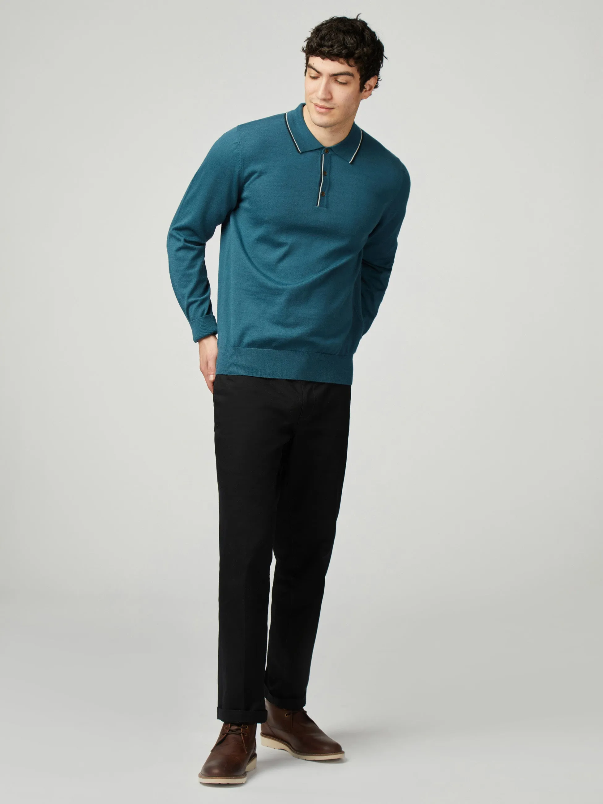 Tipped Merino Polo - Lake Blue sold by Ben Sherman product image thumbnail 2