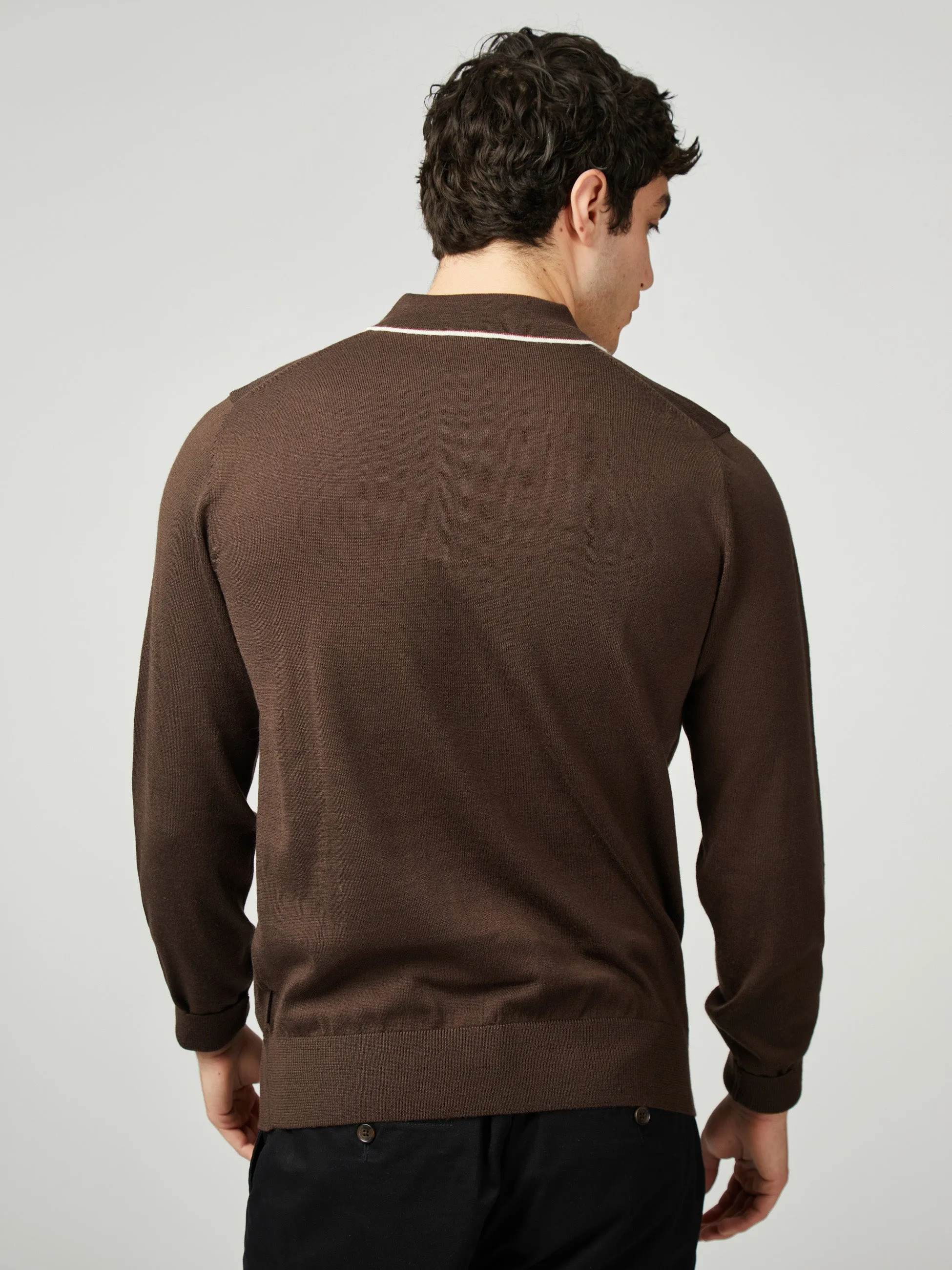 Tipped Merino Polo - Cocoa sold by Ben Sherman product image thumbnail 3