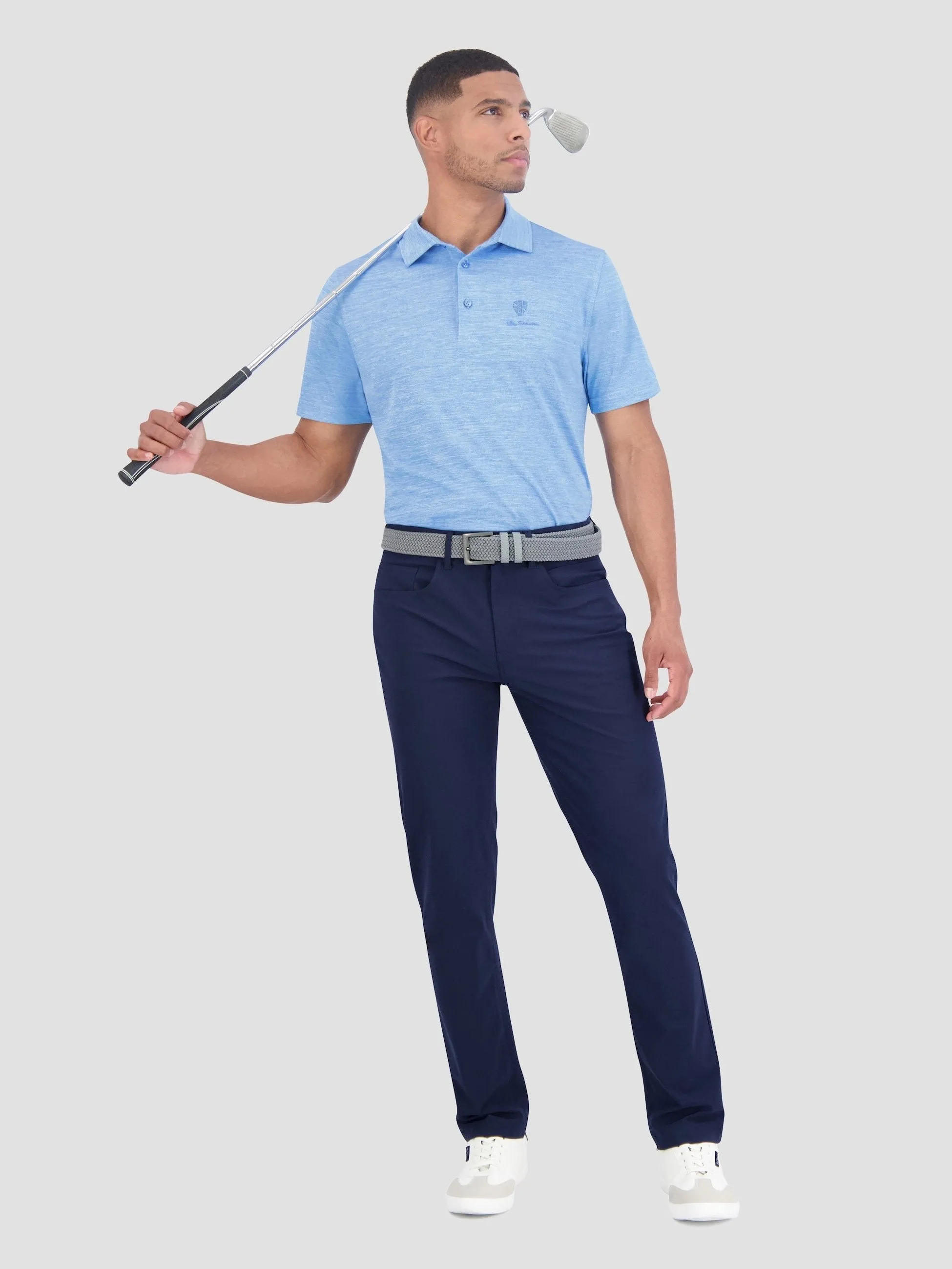 Yarn Dye Heather Tech Jersey Polo - Azure sold by Ben Sherman product image thumbnail 2