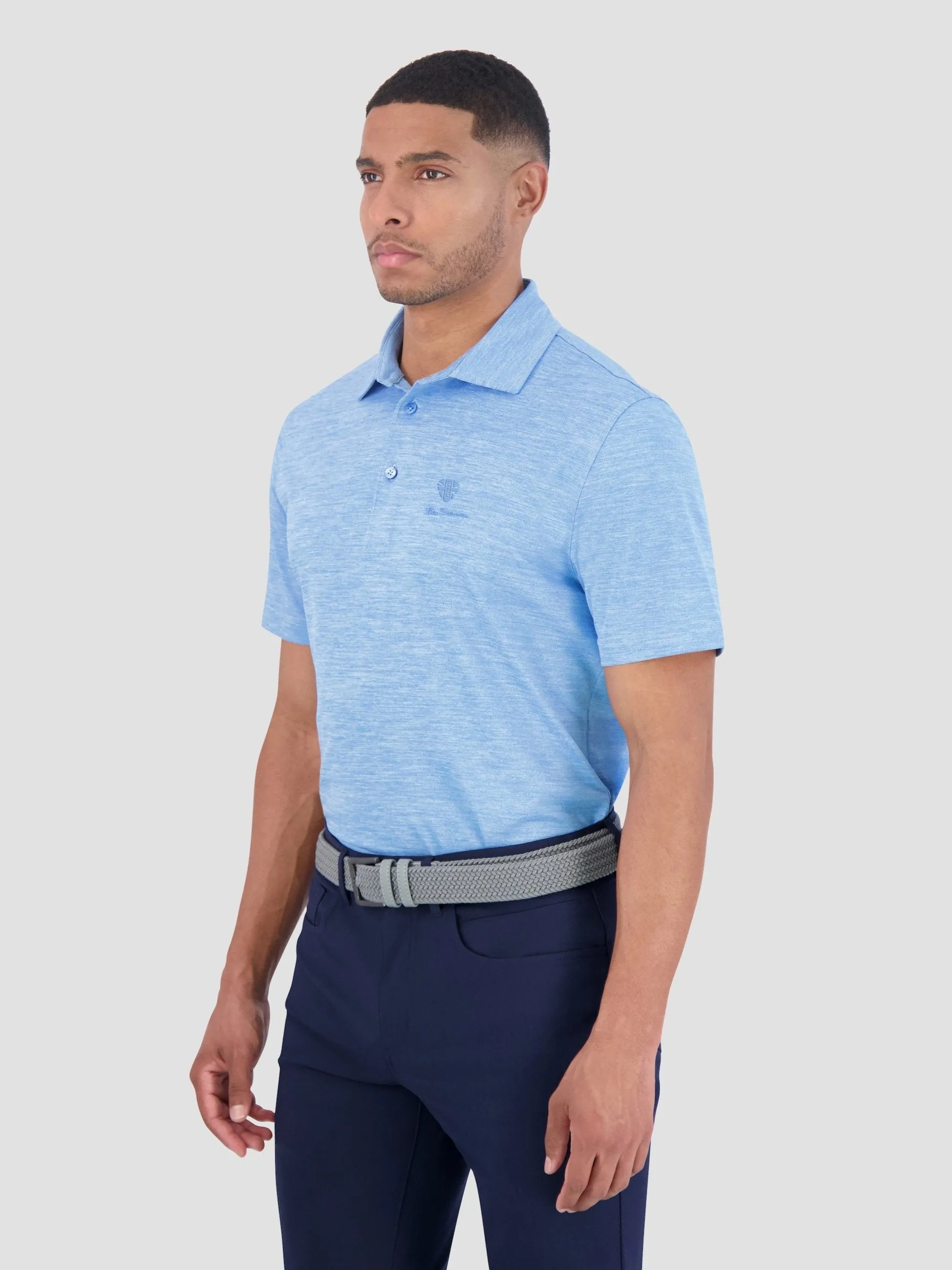 Yarn Dye Heather Tech Jersey Polo - Azure sold by Ben Sherman product image thumbnail 5