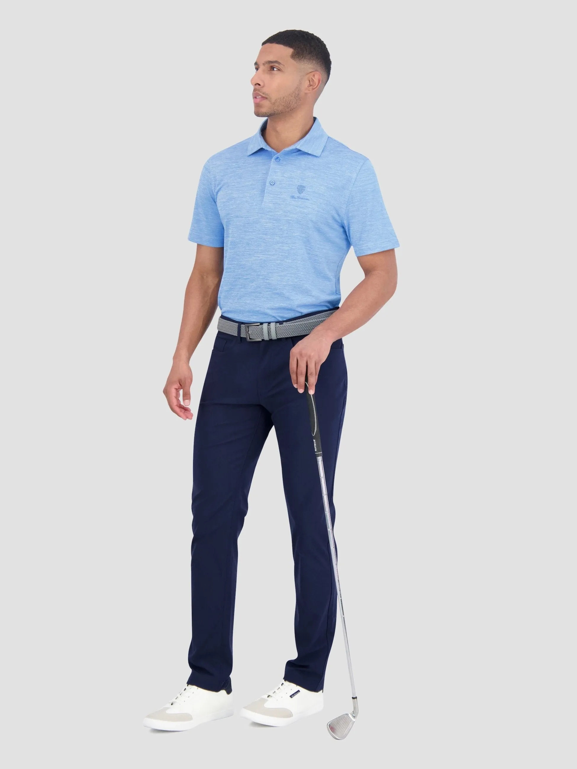Yarn Dye Heather Tech Jersey Polo - Azure sold by Ben Sherman product image thumbnail 3