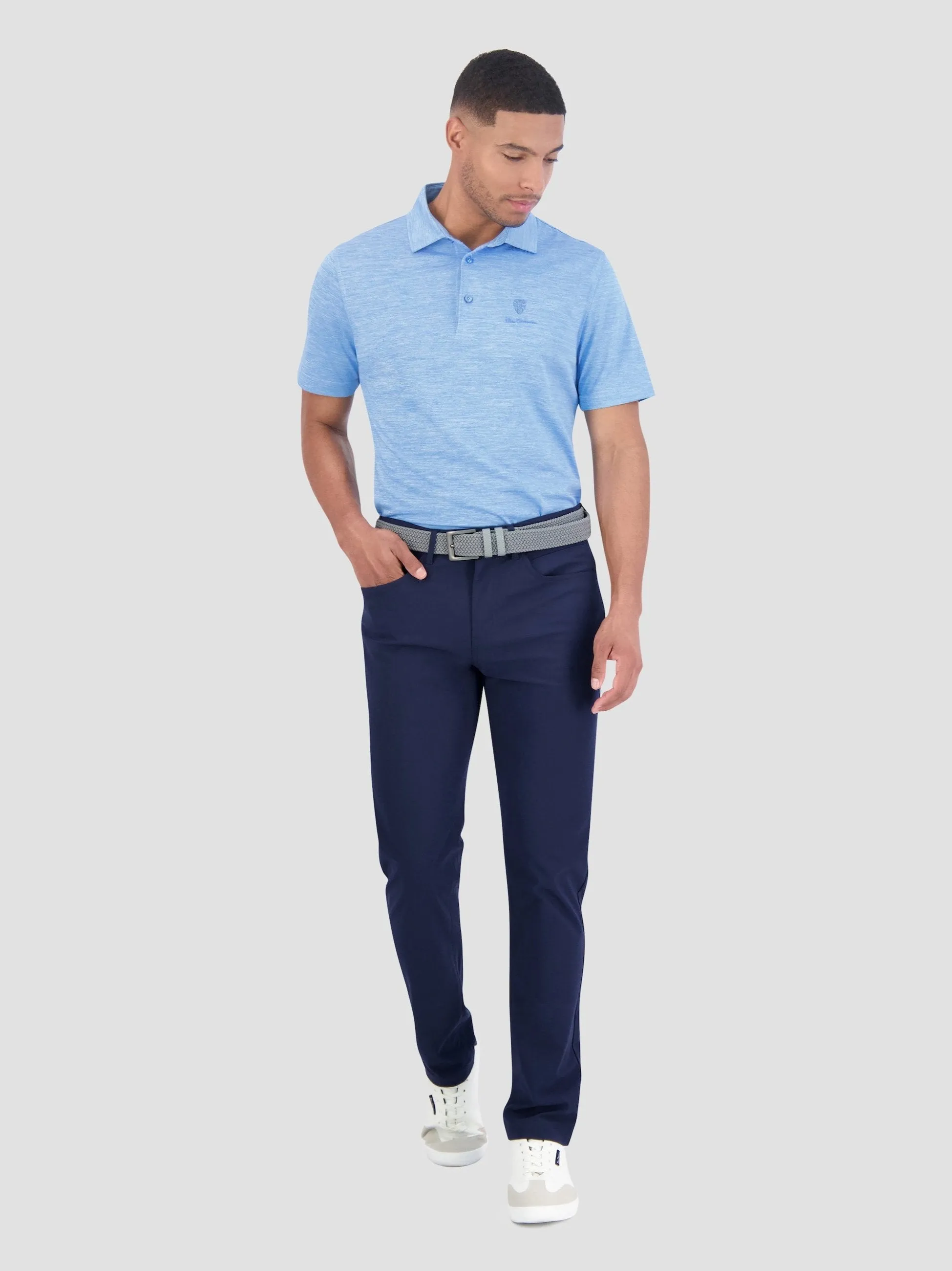 Yarn Dye Heather Tech Jersey Polo - Azure sold by Ben Sherman