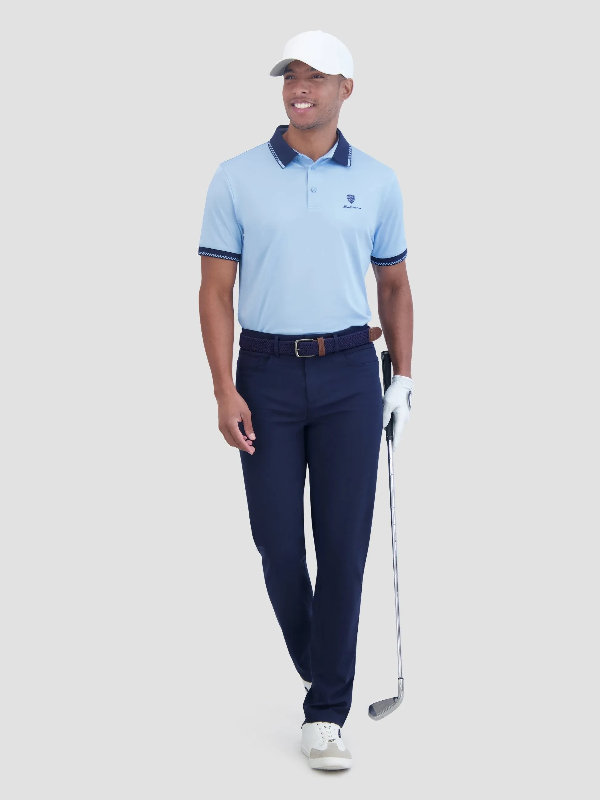Checker Rib Tech Pique Sports Fit Polo - Placid Blue sold by Ben Sherman product image thumbnail 2