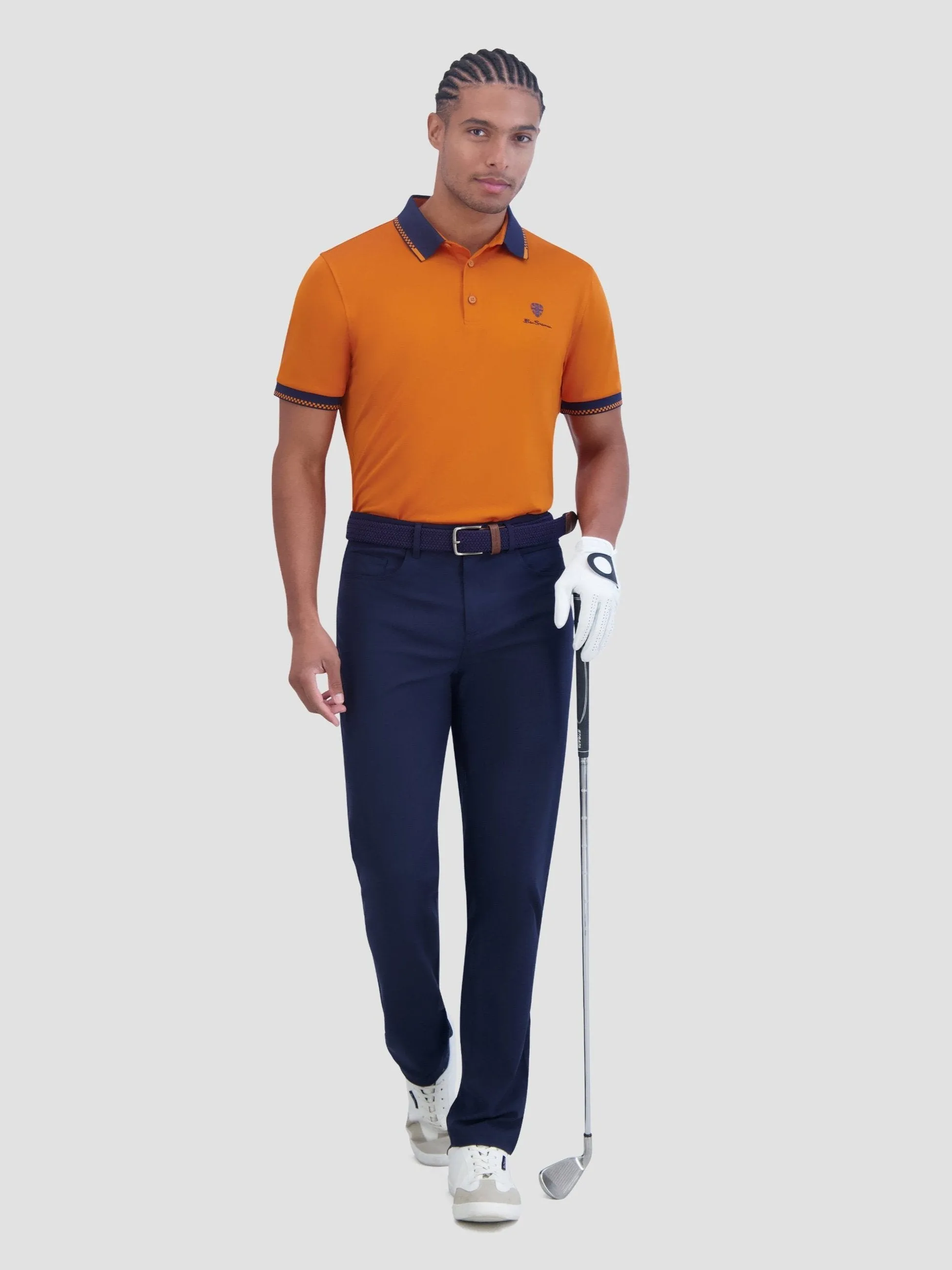 Checker Rib Tech Pique Sports Fit Polo - Amber sold by Ben Sherman product image thumbnail 2