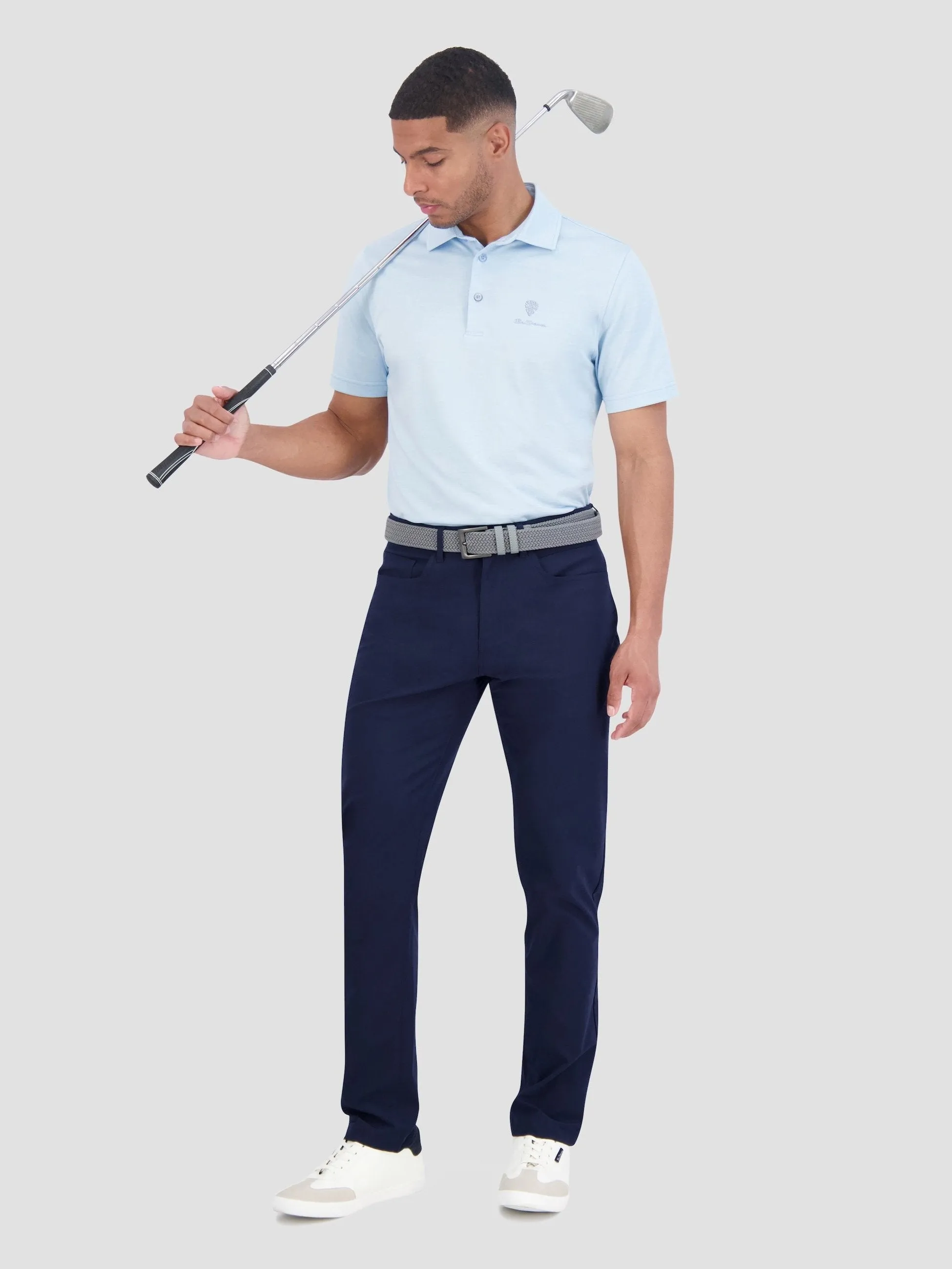 Yarn Dye Heather Tech Jersey Polo - Light Blue sold by Ben Sherman product image thumbnail 2