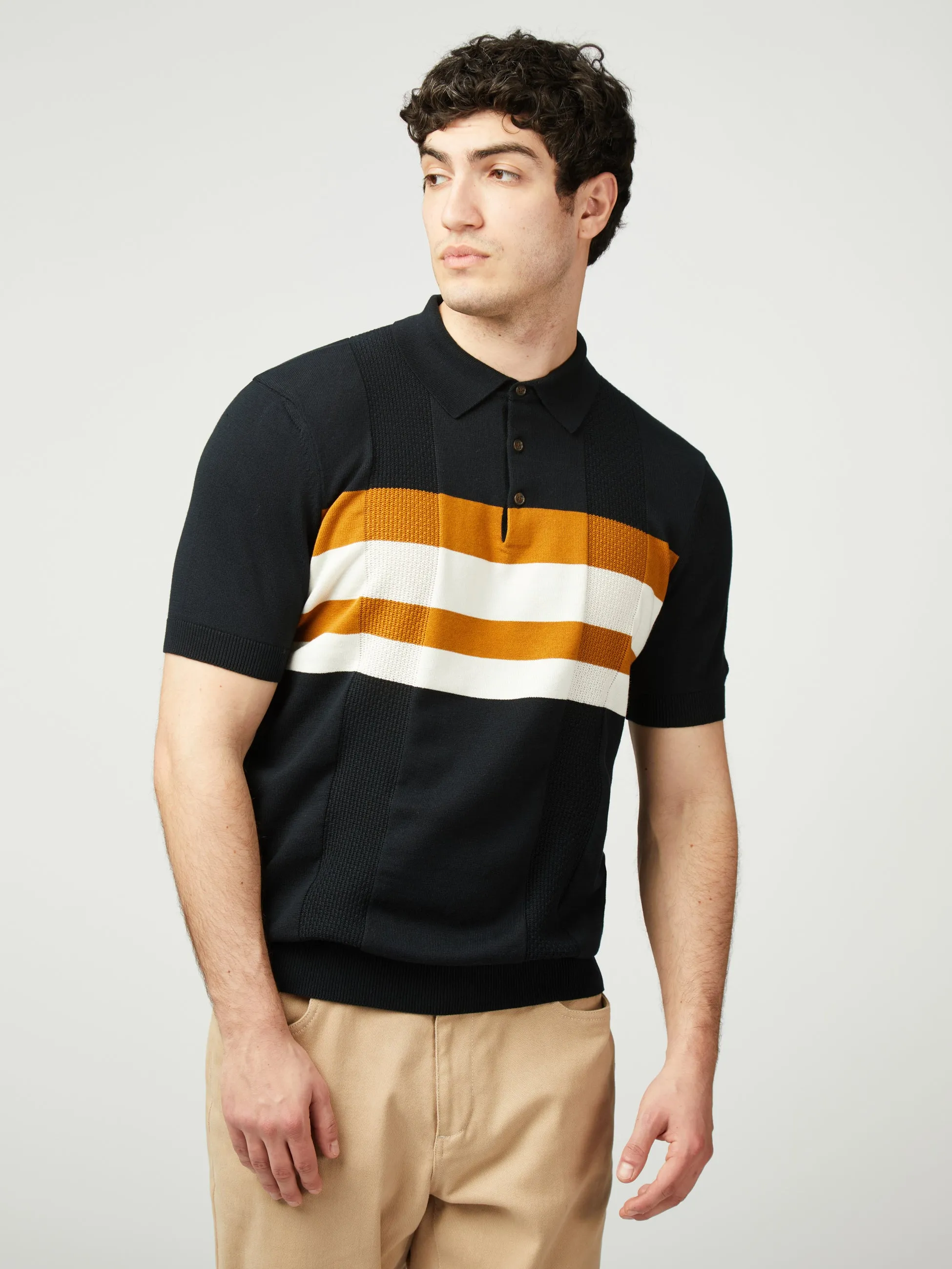 Chest Stripe Polo - Black sold by Ben Sherman