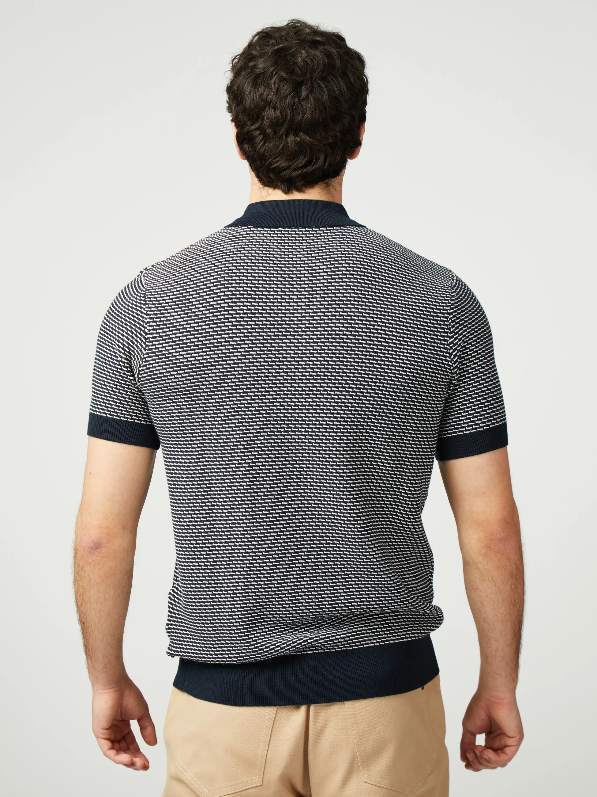 Bicoloured Textured Polo - Dark Navy sold by Ben Sherman product image thumbnail 3
