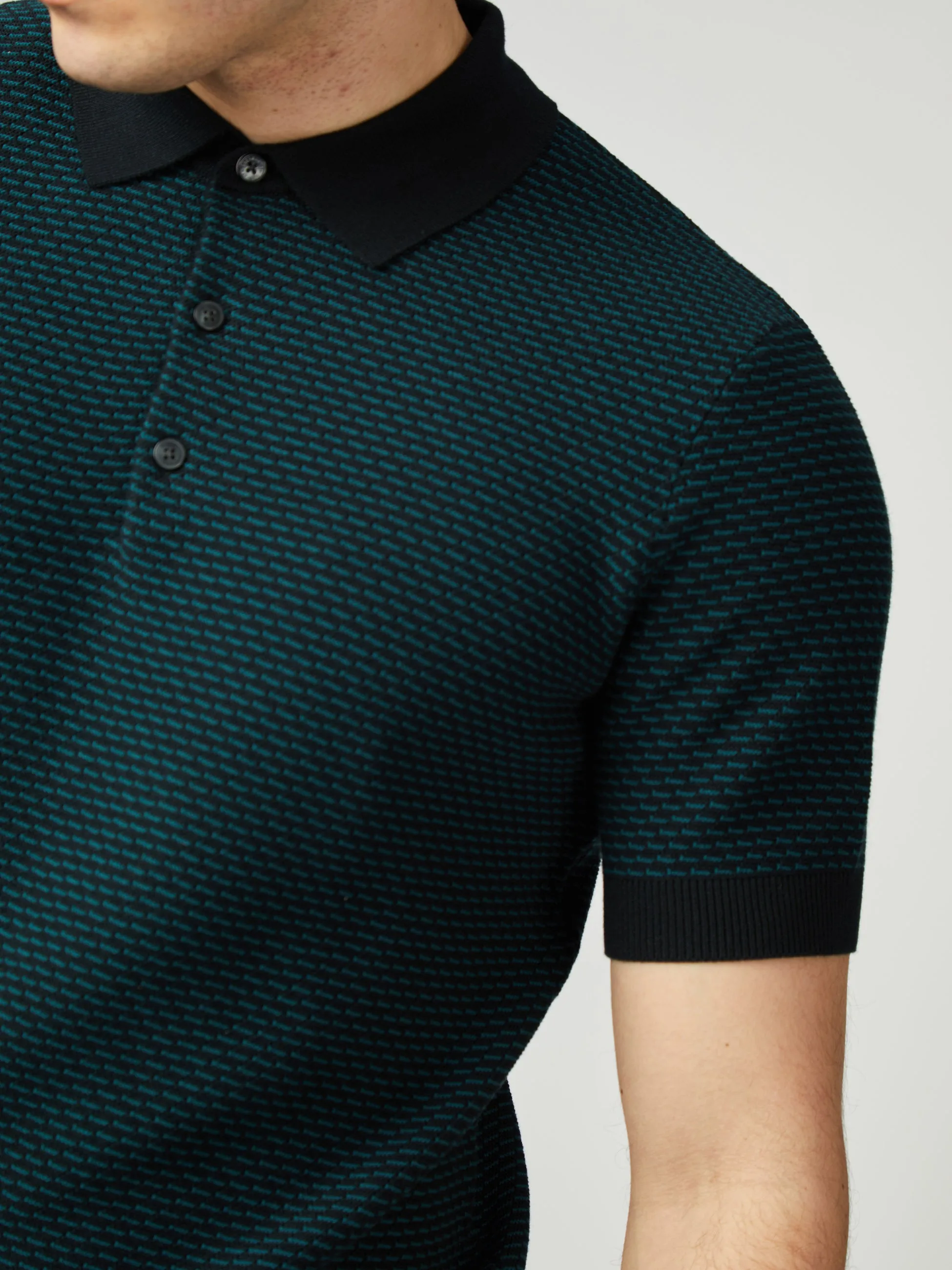 Bicoloured Textured Polo - Black sold by Ben Sherman product image thumbnail 4