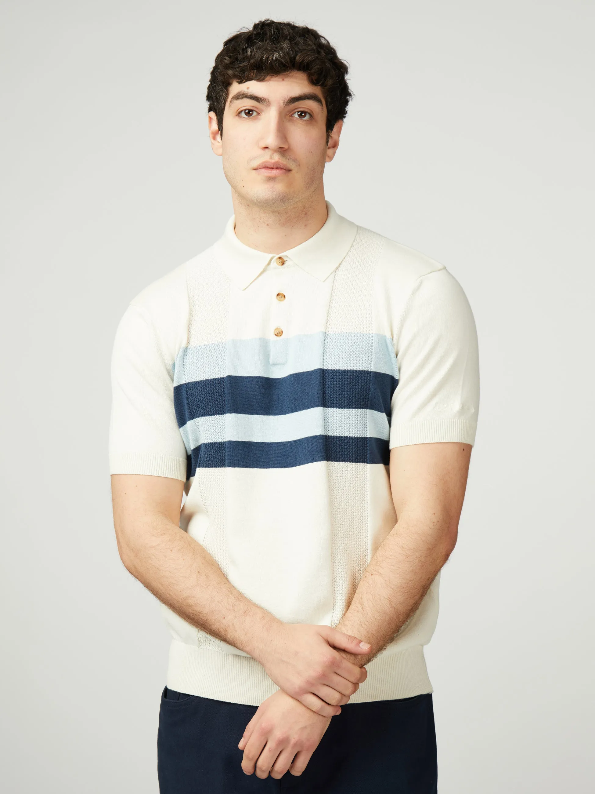 Chest Stripe Polo - Ivory sold by Ben Sherman