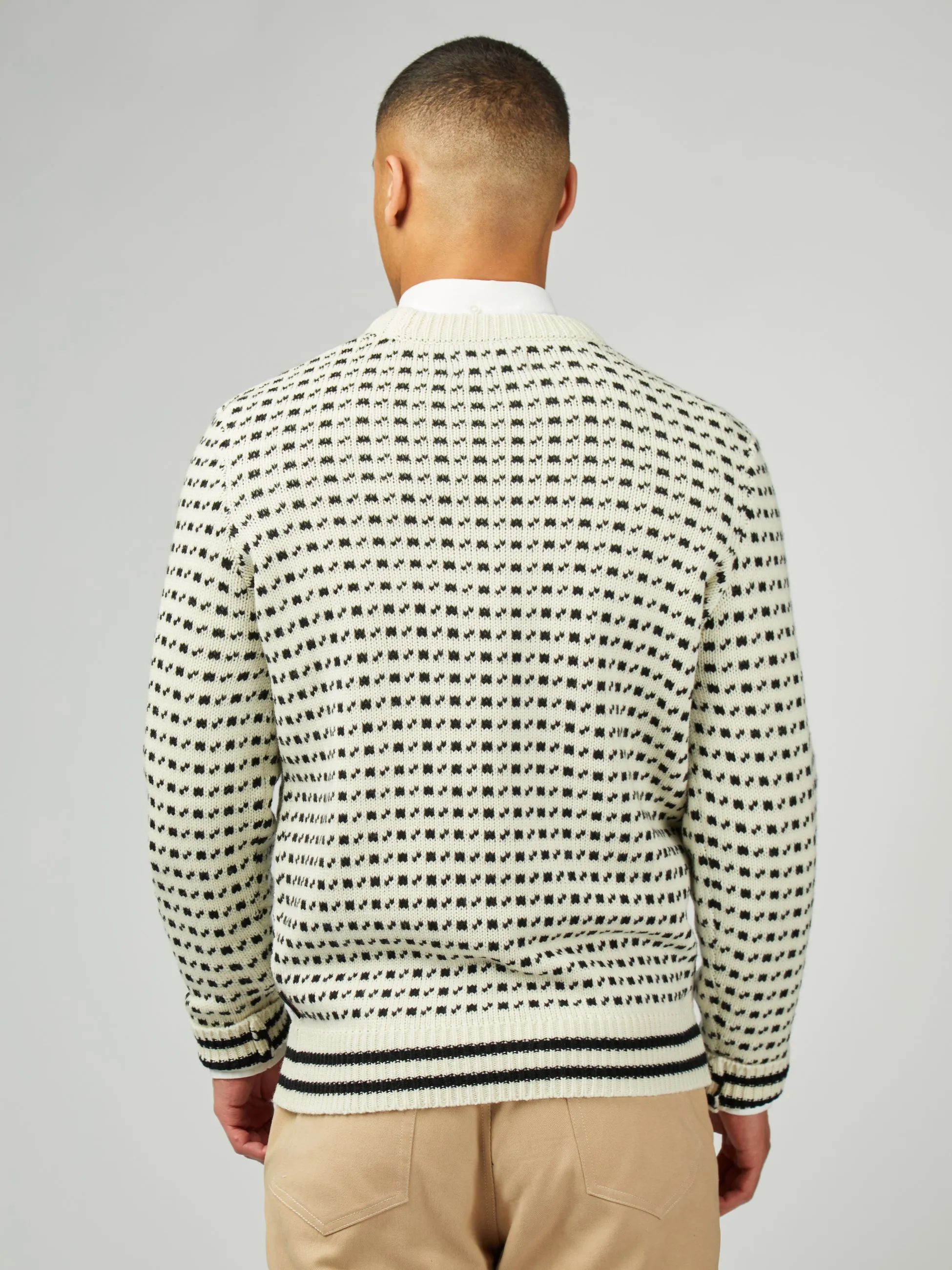 B By Ben Sherman Jacquard Crew - Ivory sold by Ben Sherman product image thumbnail 3