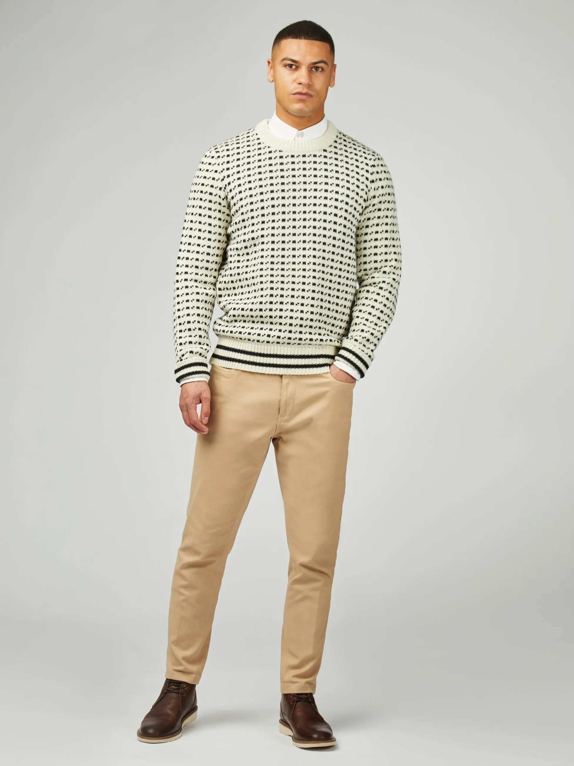 B By Ben Sherman Jacquard Crew - Ivory sold by Ben Sherman product image thumbnail 2