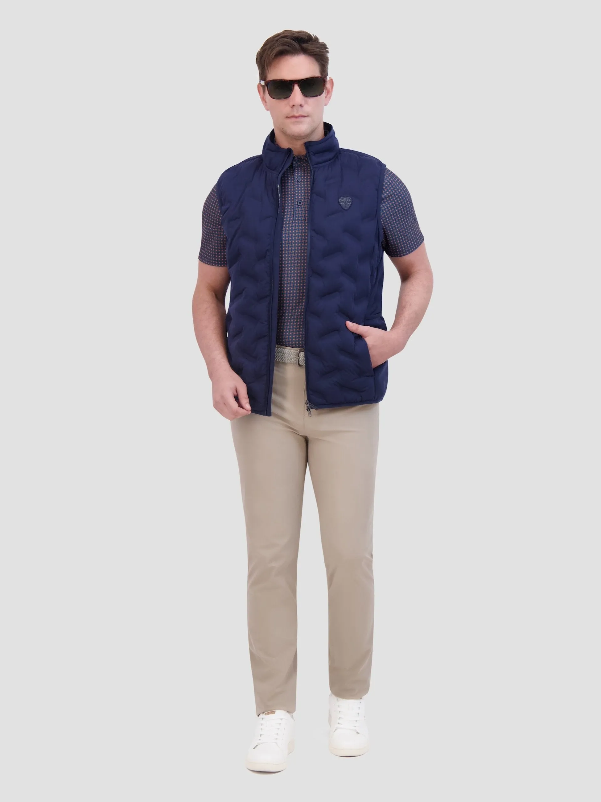 4Way Stretch Seamless Quilt Vest - Navy sold by Ben Sherman