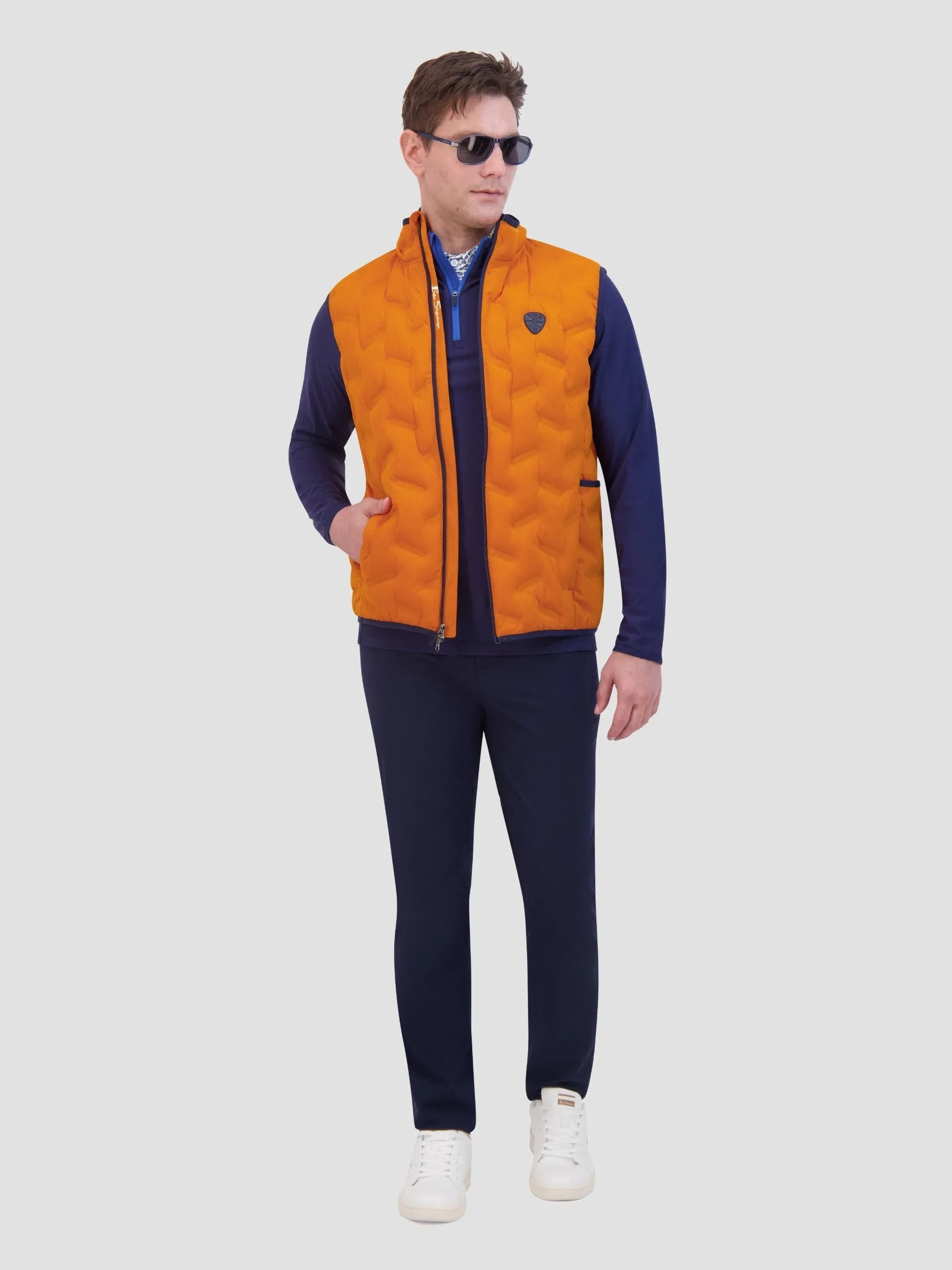 4Way Stretch Seamless Quilt Vest - Amber sold by Ben Sherman