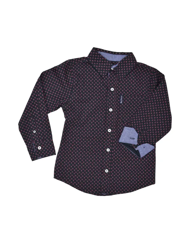 Boys' Black with Red Printed Button-Down Shirt (Sizes 4-7) sold by Ben Sherman