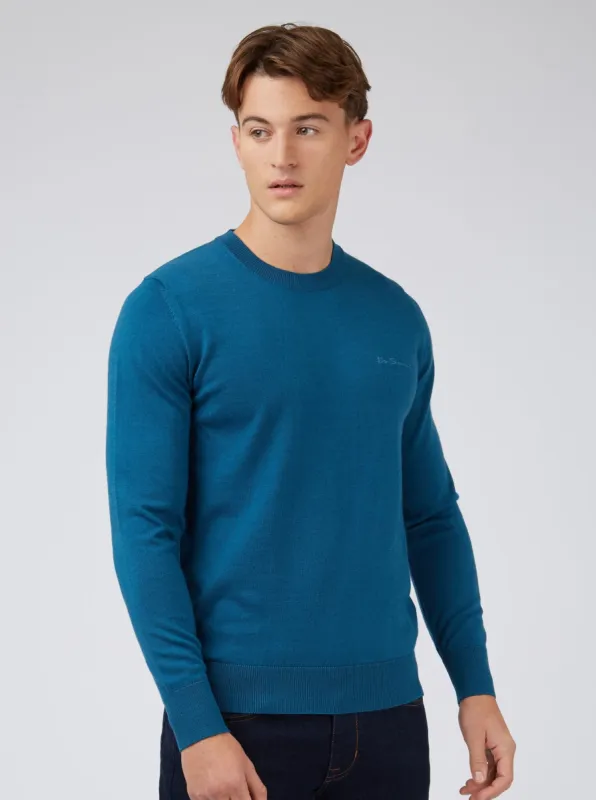 Signature Knit Crewneck Sweater - Dark Teal sold by Ben Sherman