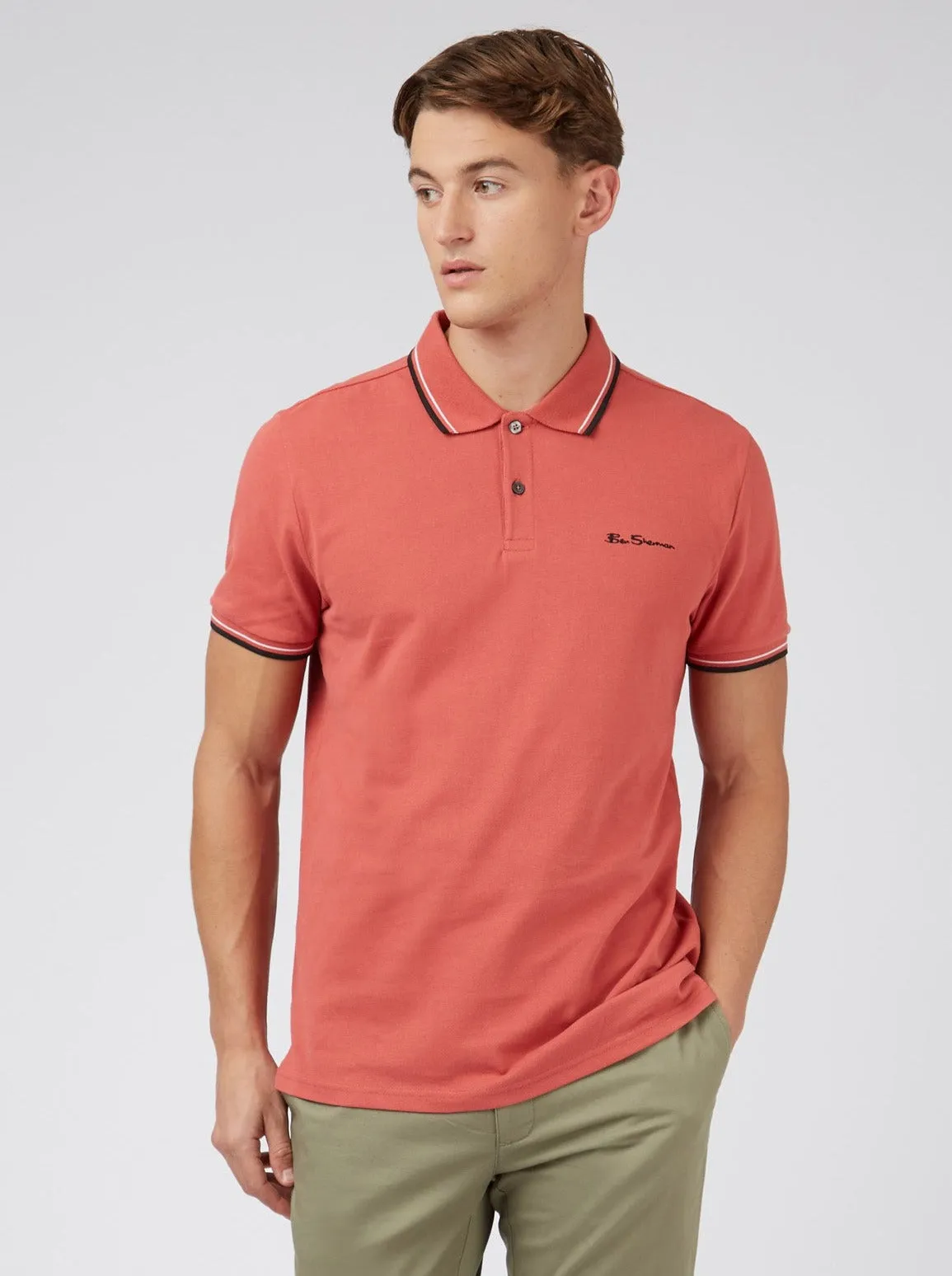 Signature Organic Cotton Polo - Raspberry sold by Ben Sherman product image thumbnail 3