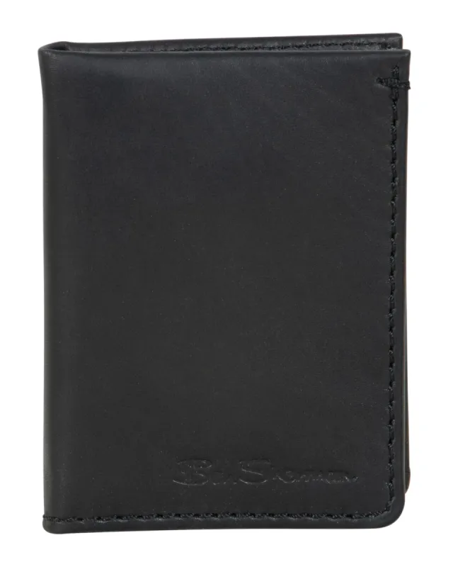 Manchester Marble Crunch Leather Slim Bifold Card Wallet - Black made by Heritage