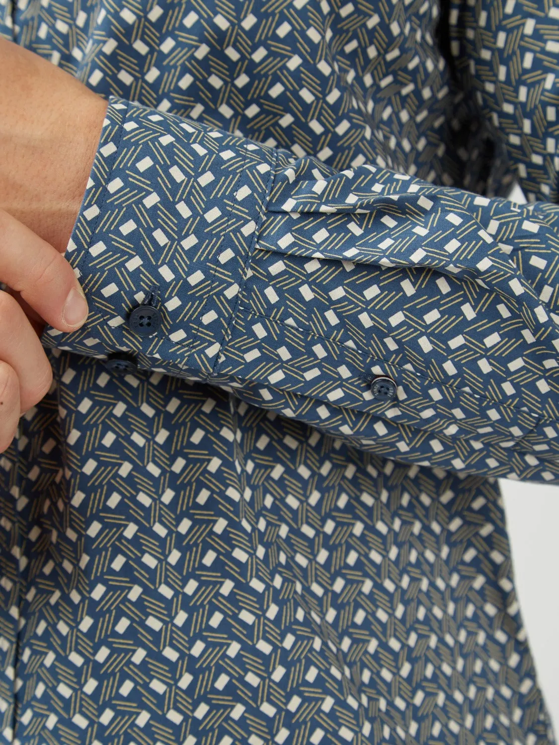Mod Dash Print Long-Sleeve Shirt - Blue sold by Ben Sherman product image thumbnail 4