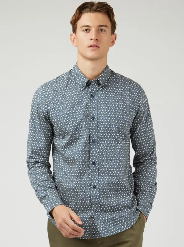 Mod Dash Print Long-Sleeve Shirt - Blue sold by Ben Sherman