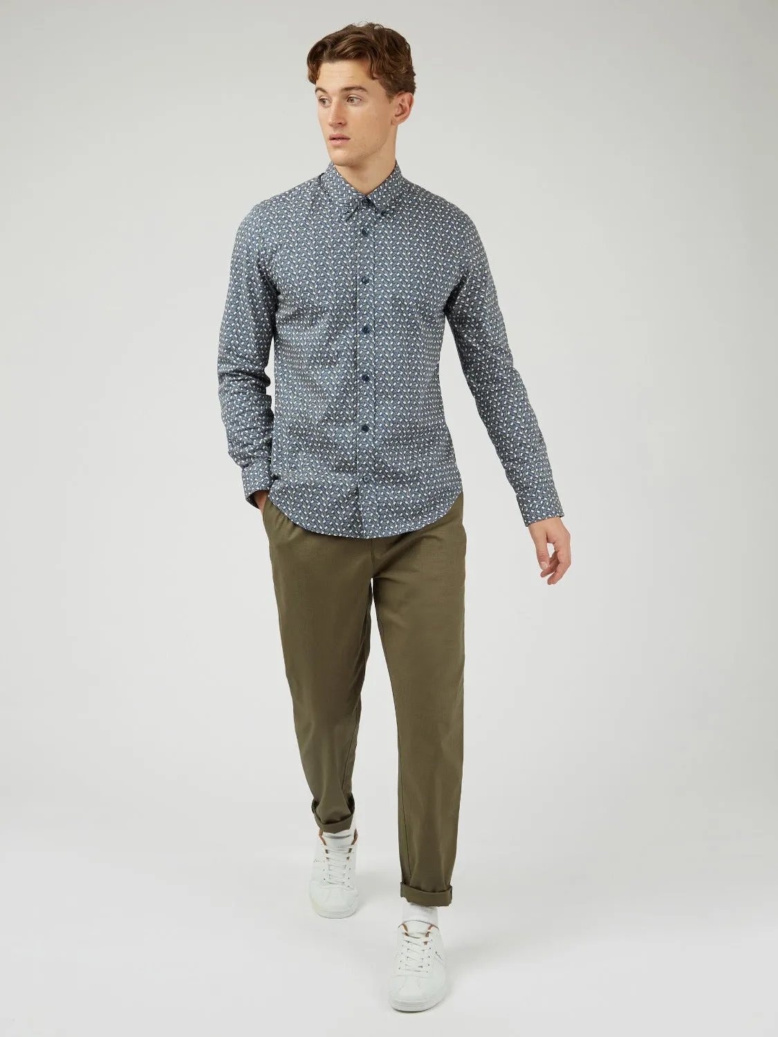 Mod Dash Print Long-Sleeve Shirt - Blue sold by Ben Sherman product image thumbnail 3