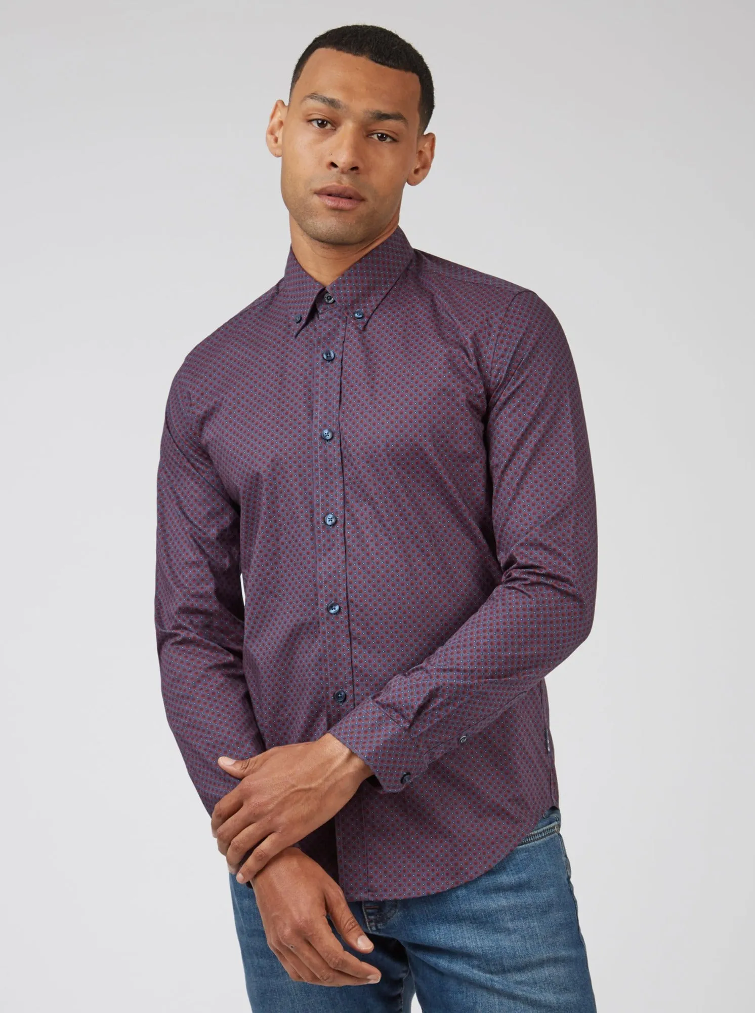 Slim Fit Geo Print Long-Sleeve Shirt sold by Ben Sherman product image thumbnail 4
