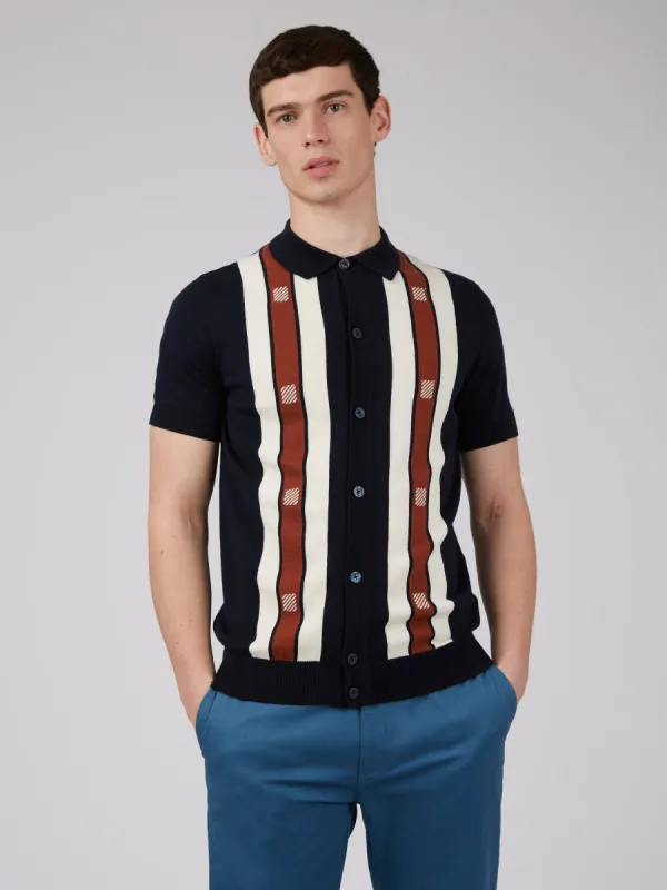Button-Through Mod Knit Polo - Dark Navy sold by Ben Sherman