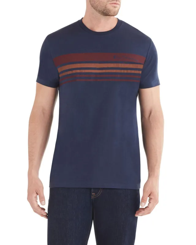 Ombre Stripe Print Styled T-Shirt - Navy sold by Ben Sherman