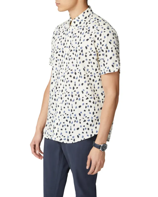 Short-Sleeve Hand-Painted Print Shirt - Ecru sold by Ben Sherman