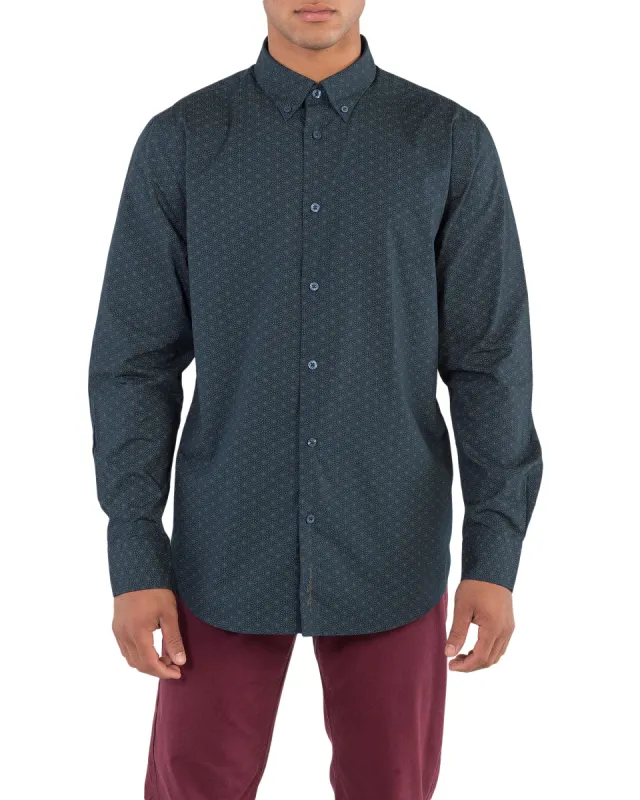 Long-Sleeve Target Floral Print Shirt - Navy sold by Ben Sherman