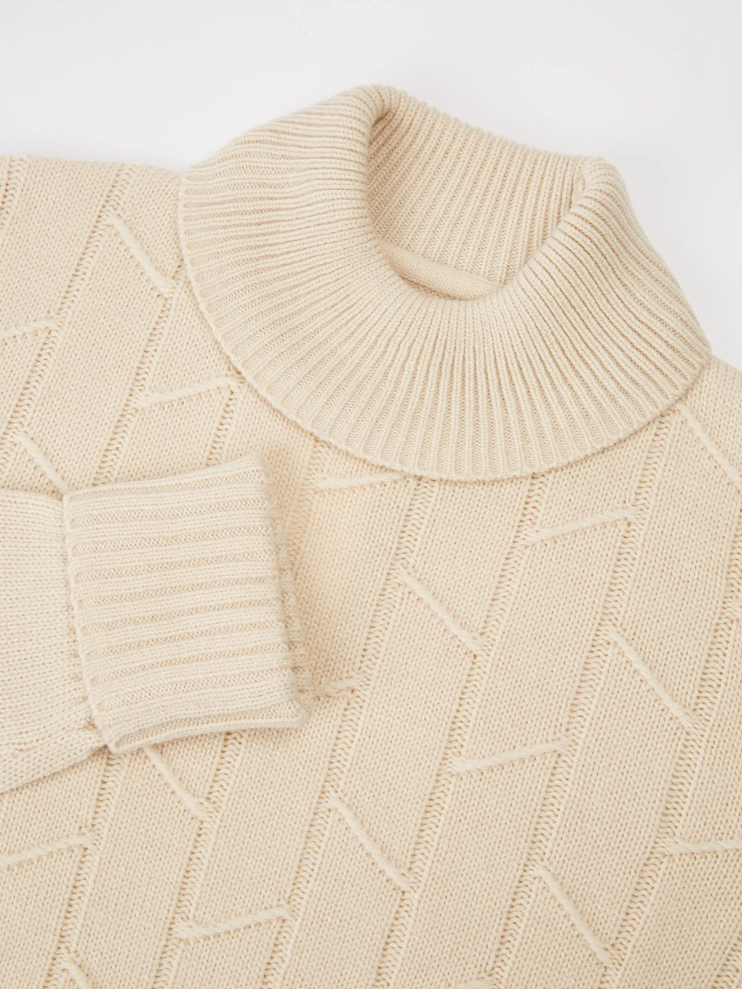 Patterned Knit Roll-Neck Sweater - Ivory sold by Ben Sherman product image thumbnail 4
