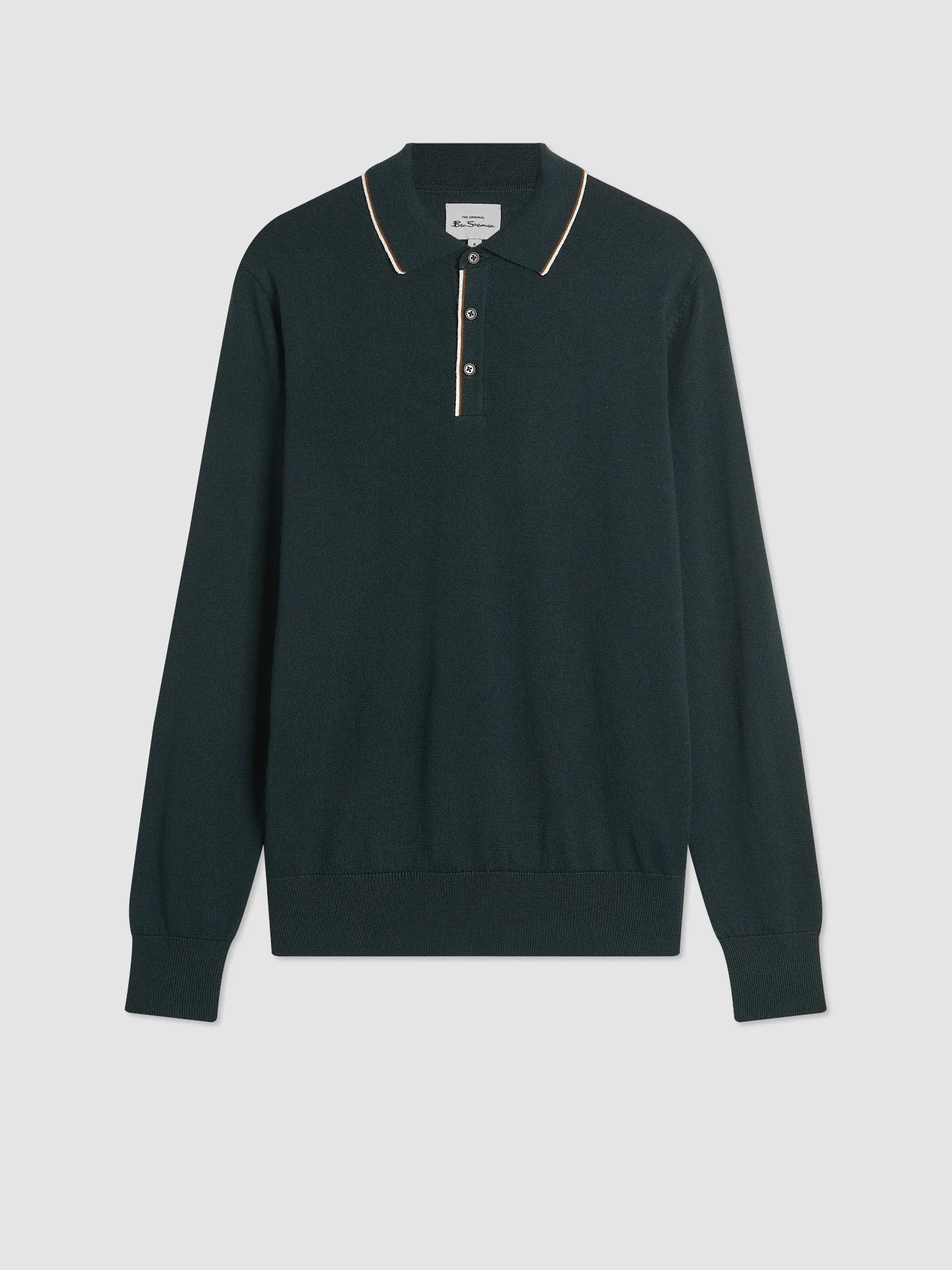 Tipped Merino Knit Sweater Polo - Dark Green sold by Ben Sherman product image thumbnail 2