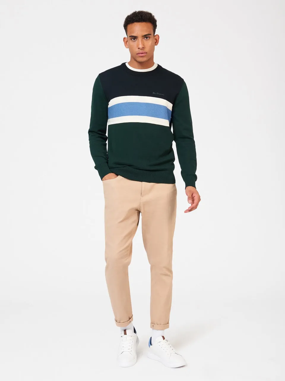 Chest Stripe Crewneck Sweater - Green sold by Ben Sherman product image thumbnail 3