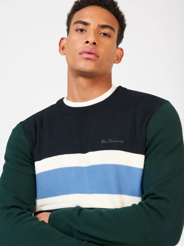 Chest Stripe Crewneck Sweater - Green sold by Ben Sherman