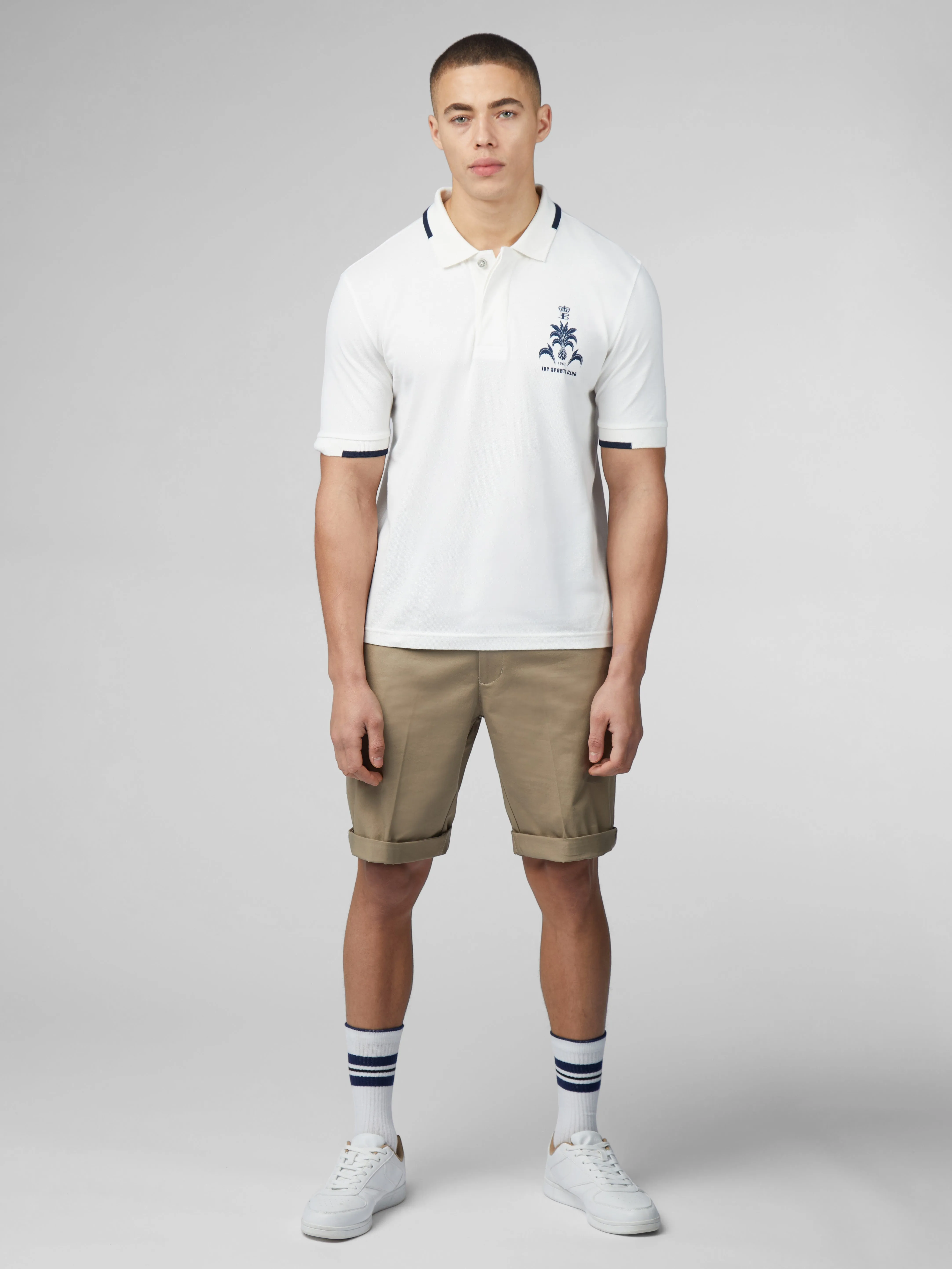 B by Ben Sherman Sports Club Embroidered Polo - Snow White sold by Ben Sherman product image thumbnail 2