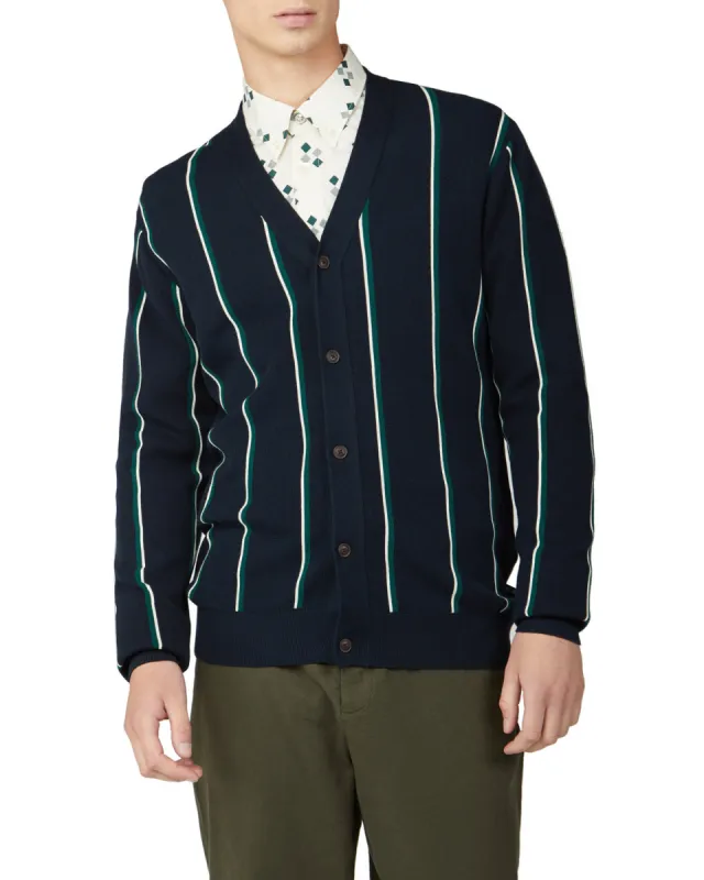 Stripe Cardigan - Dark Navy sold by Ben Sherman