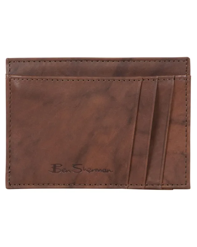 Manchester Marble Crunch Leather Slim Card Case - Brown made by Heritage