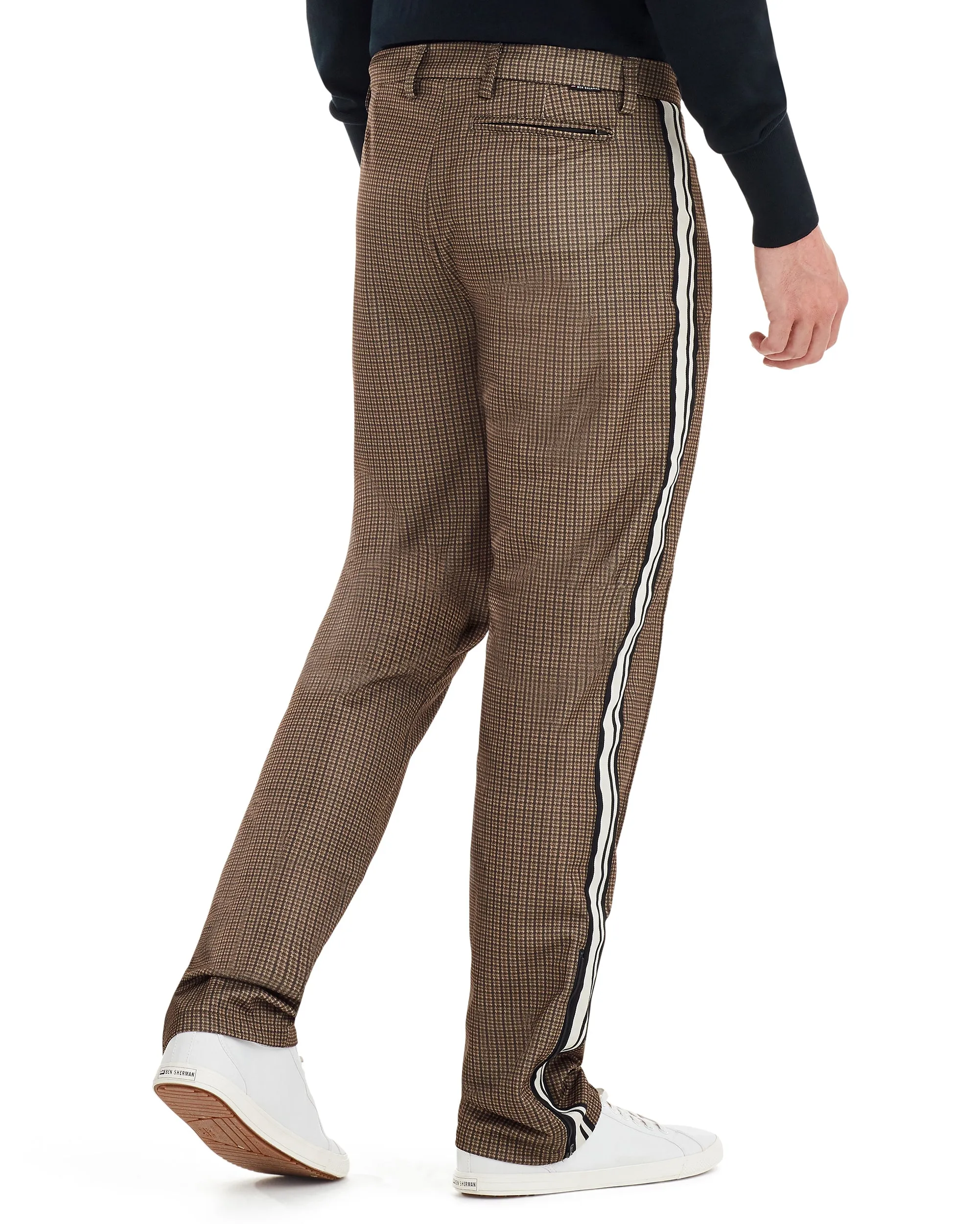 Dog Tooth Print Side Stripe Track Pant - Camel sold by Ben Sherman product image thumbnail 2
