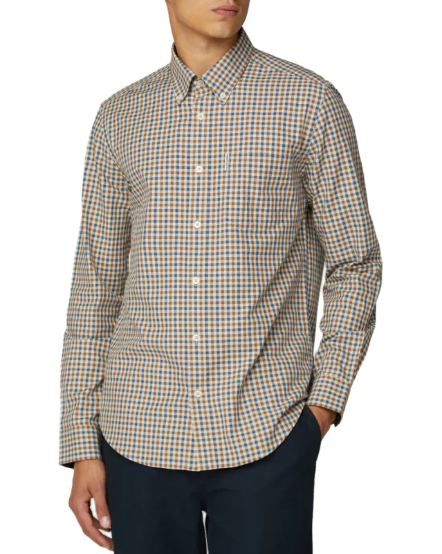 Long-Sleeve House Gingham Shirt - Mink made by Ben Sherman