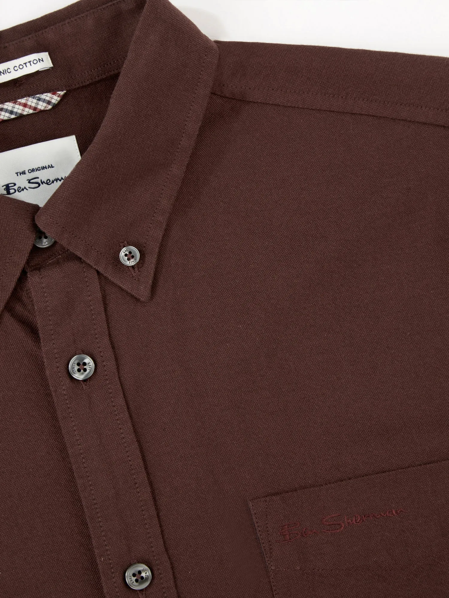 Signature Organic Long-Sleeve Oxford Shirt - Bordeaux sold by Ben Sherman product image thumbnail 2