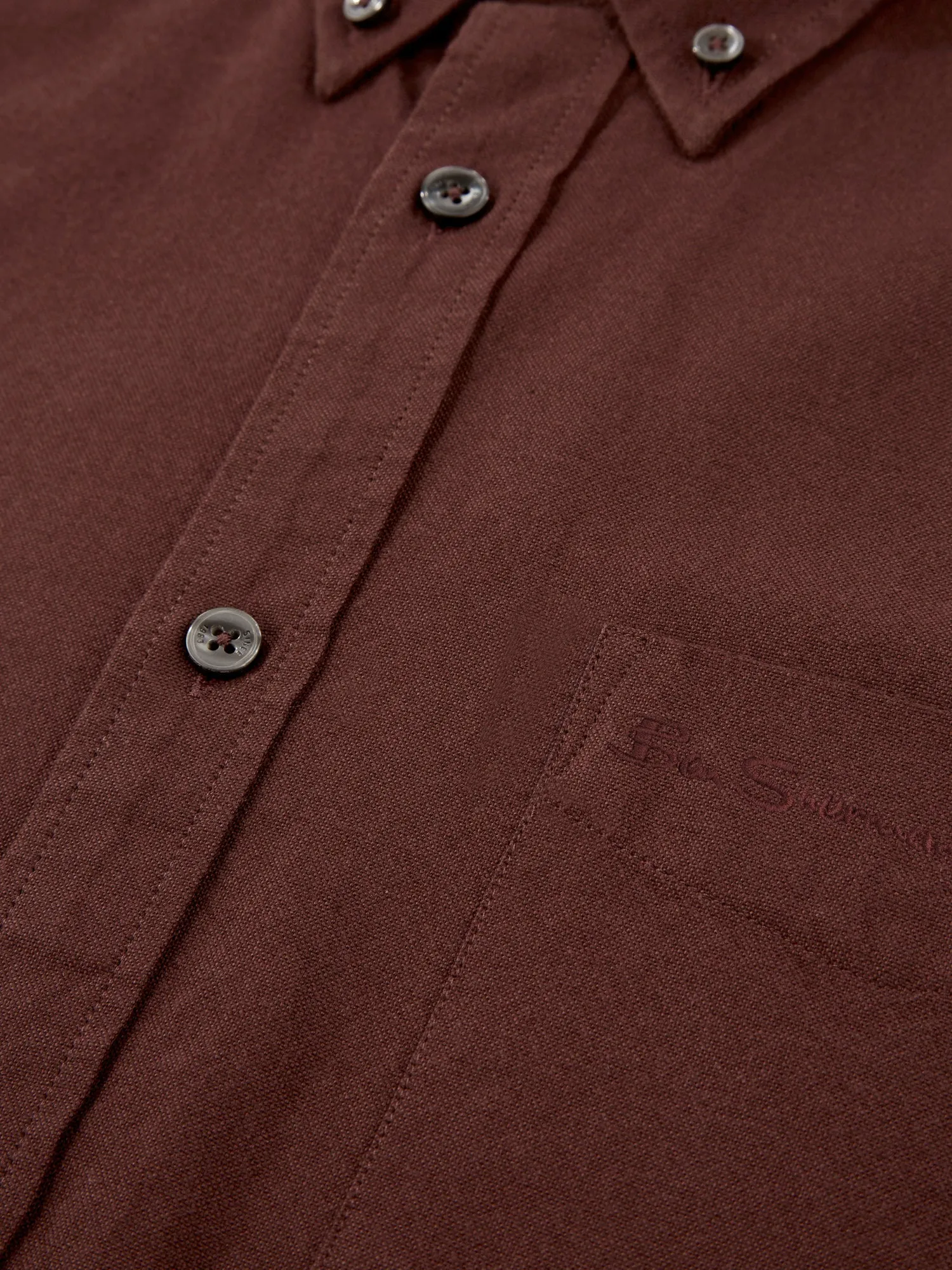Signature Organic Long-Sleeve Oxford Shirt - Bordeaux sold by Ben Sherman product image thumbnail 5