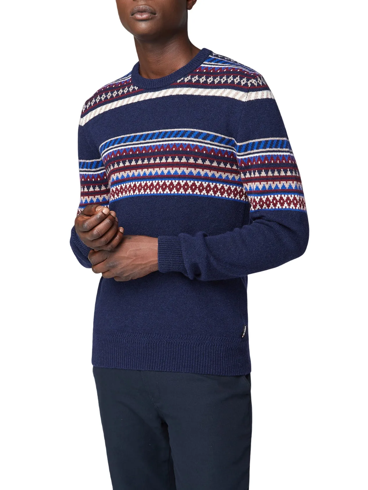 Placed Geo Fair Isle Sweater - Dark Navy sold by Ben Sherman