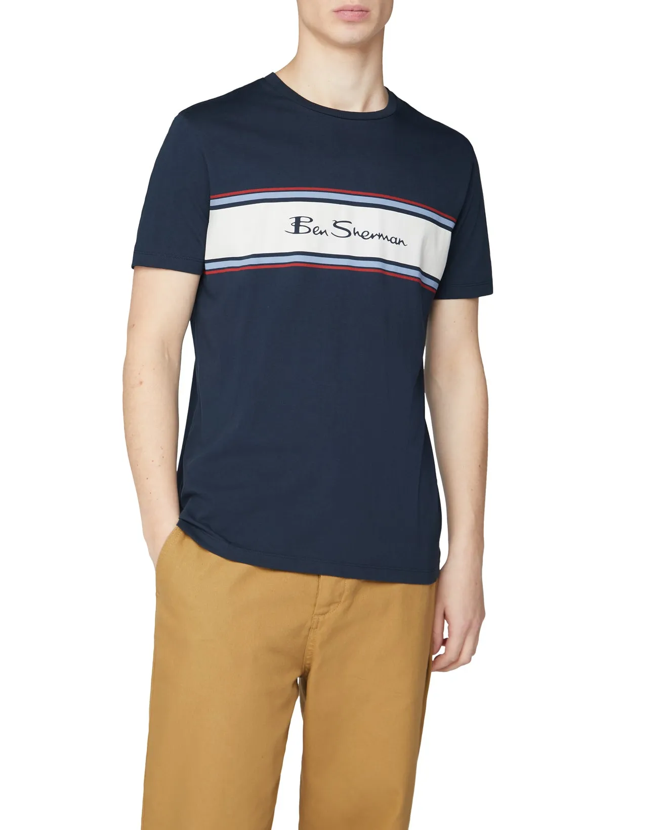 Chest Stripe Logo Print Tee - Dark Navy sold by Ben Sherman