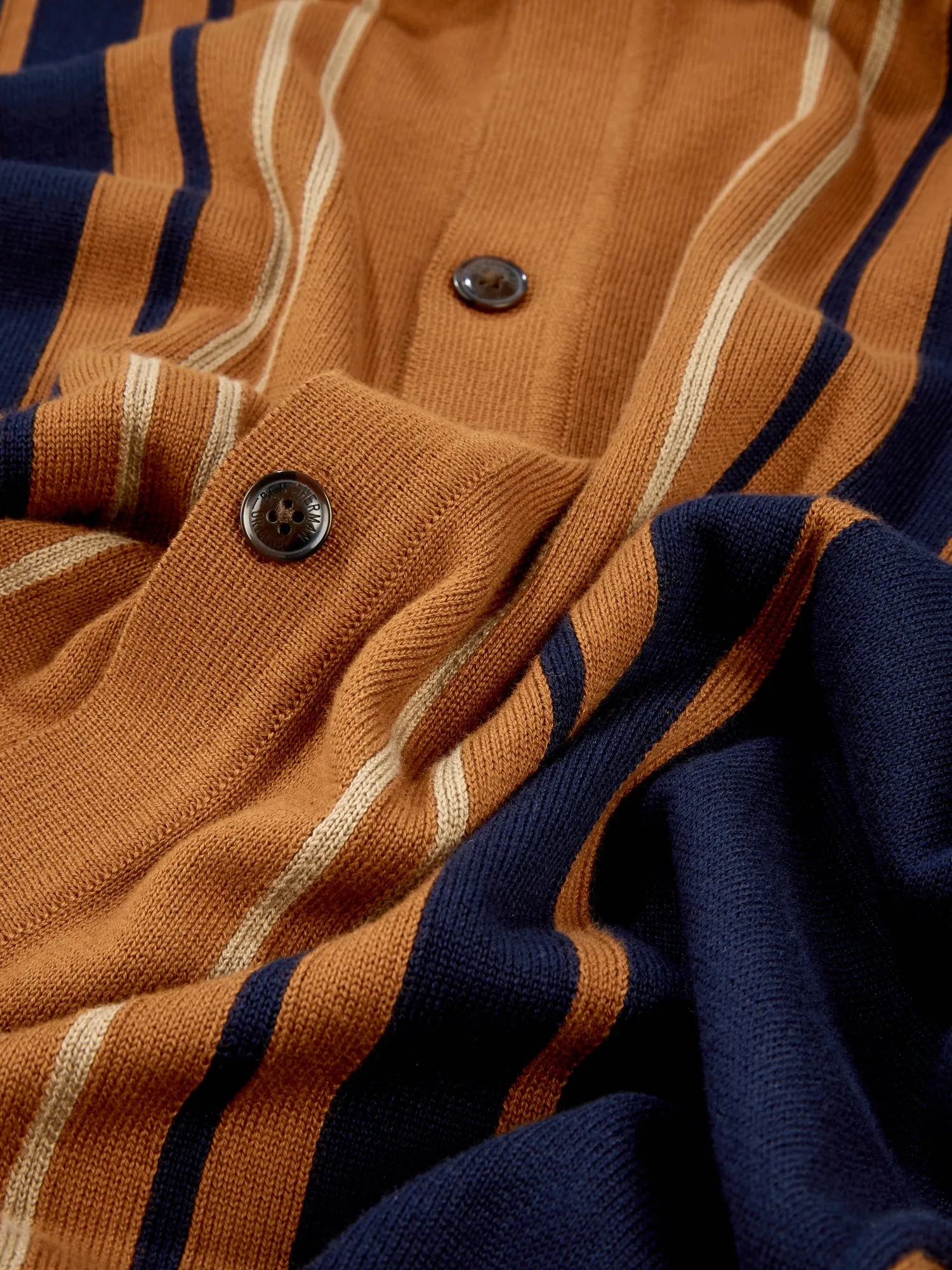 Iconic Vertical-Stripe Button-Through Mod Polo - Caramel sold by Ben Sherman product image thumbnail 4