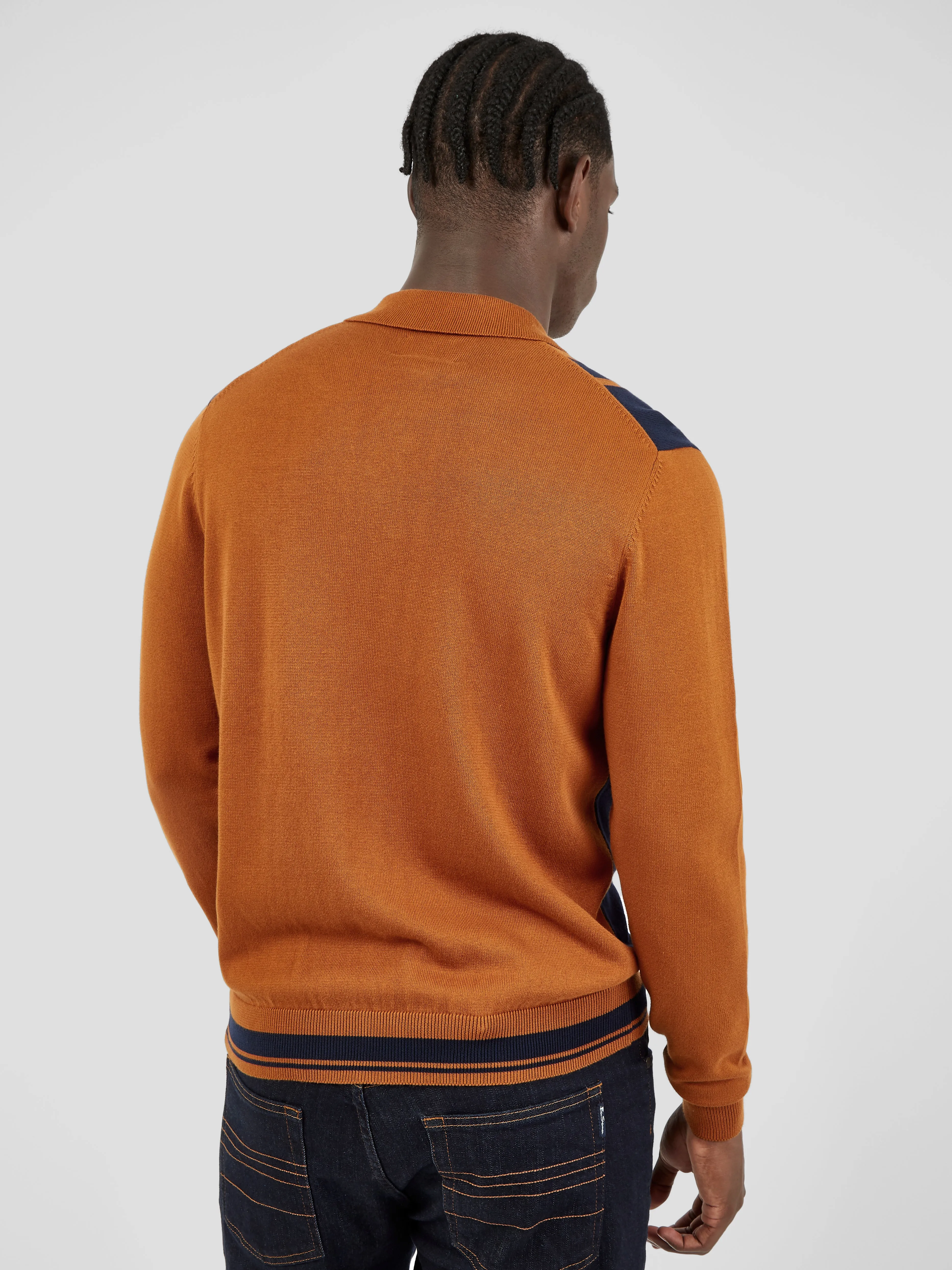Iconic Vertical-Stripe Button-Through Mod Polo - Caramel sold by Ben Sherman product image thumbnail 2