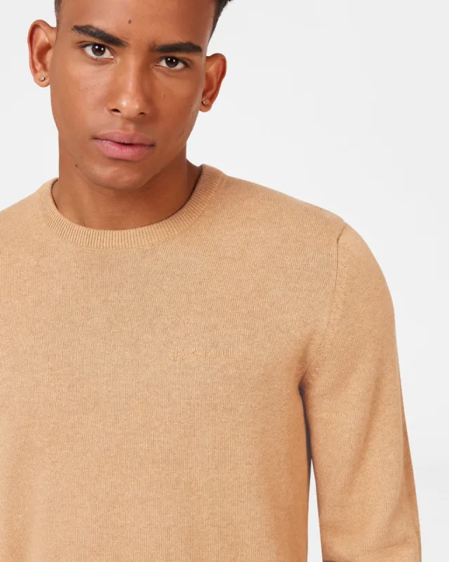 Signature Knitted Crew Neck - Stone sold by Ben Sherman