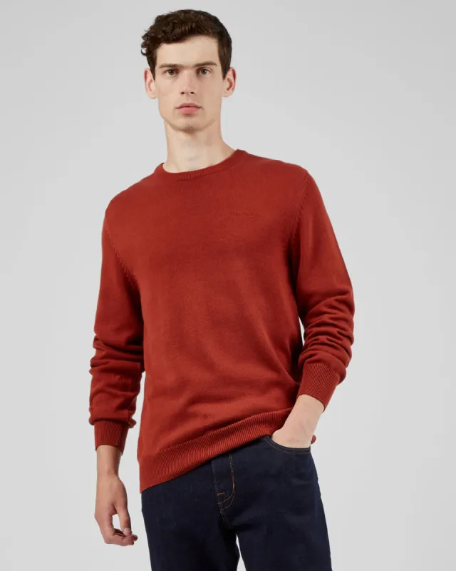 Signature Knit Crewneck Sweater - Burnt Orange sold by Ben Sherman