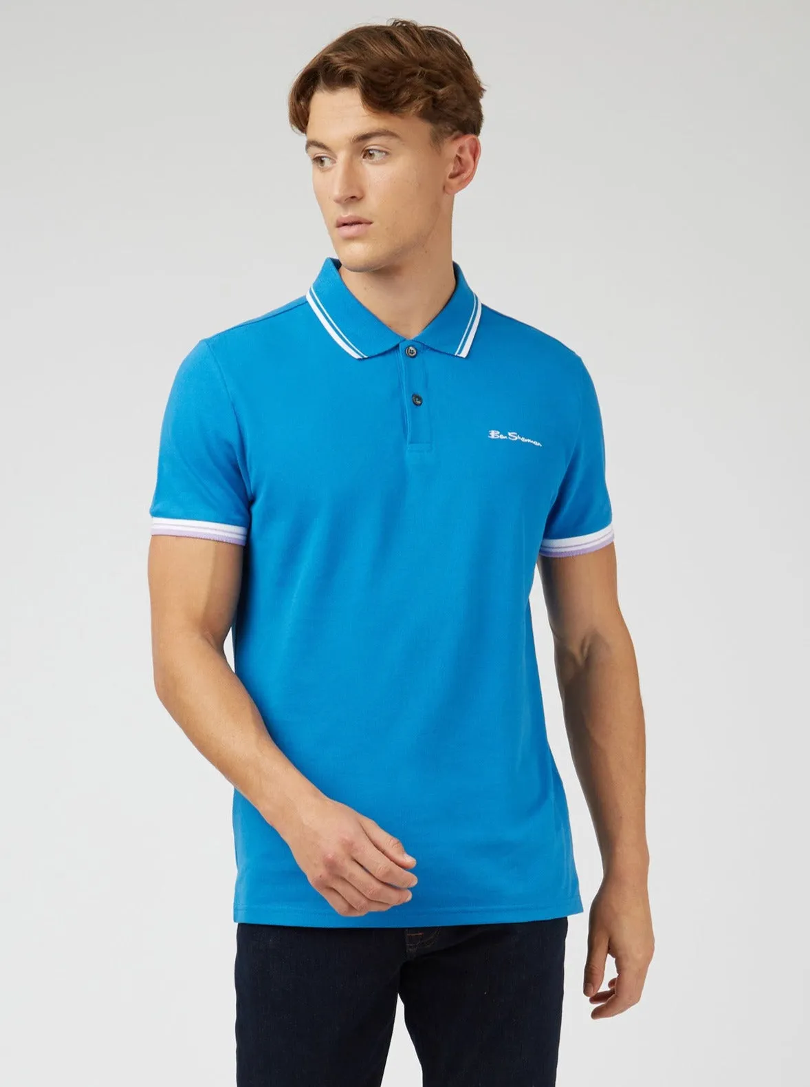 Signature Organic Cotton Polo - Blue sold by Ben Sherman