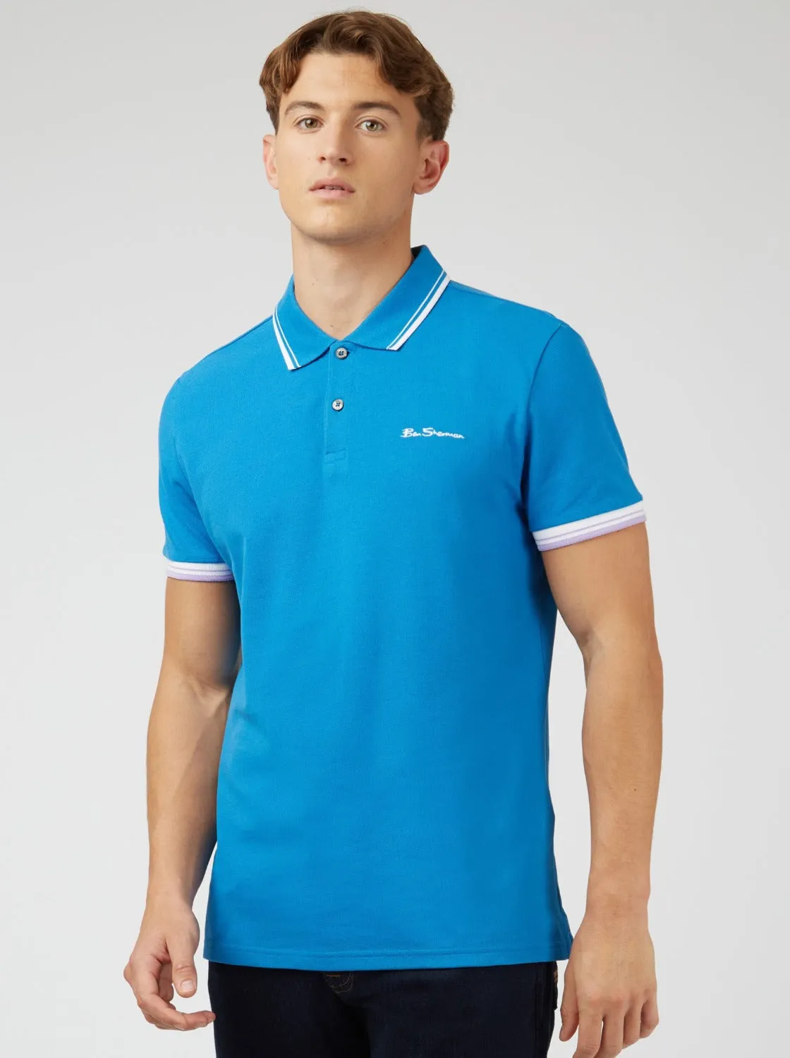 Signature Organic Cotton Polo - Blue sold by Ben Sherman product image thumbnail 3